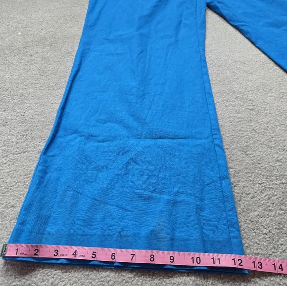 Alex Marie Azure Blue Linen-Blend Wide Leg Pants - XL - Picture 4 of 7